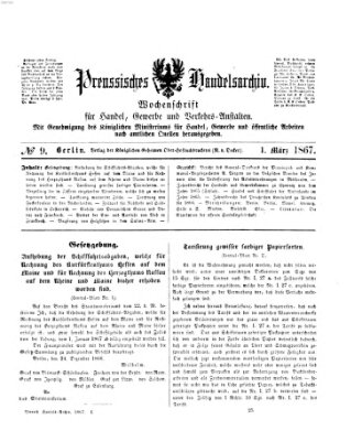 Preußisches Handels-Archiv Freitag 1. März 1867