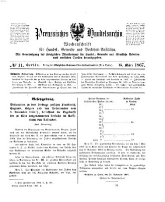 Preußisches Handels-Archiv Freitag 15. März 1867