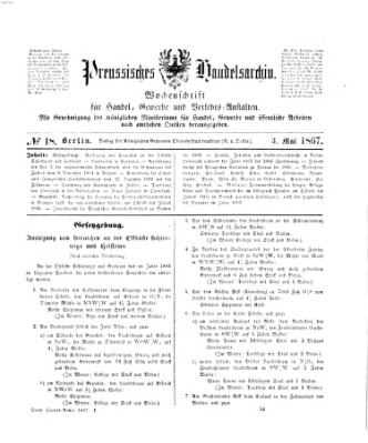 Preußisches Handels-Archiv Freitag 3. Mai 1867