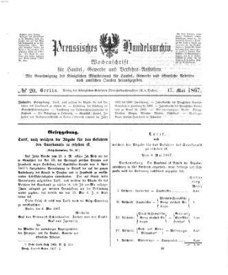 Preußisches Handels-Archiv Freitag 17. Mai 1867