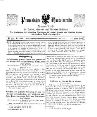 Preußisches Handels-Archiv Freitag 24. Mai 1867