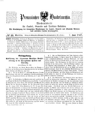 Preußisches Handels-Archiv Freitag 7. Juni 1867