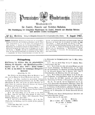 Preußisches Handels-Archiv Freitag 9. August 1867