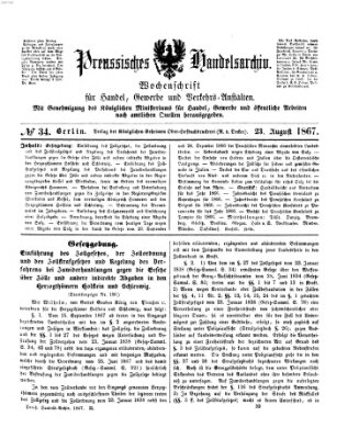 Preußisches Handels-Archiv Freitag 23. August 1867