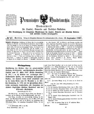 Preußisches Handels-Archiv Freitag 13. September 1867