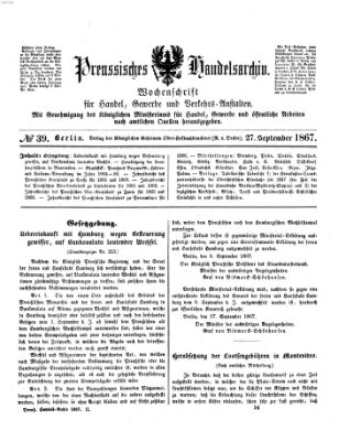 Preußisches Handels-Archiv Freitag 27. September 1867