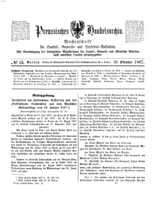 Preußisches Handels-Archiv Freitag 25. Oktober 1867