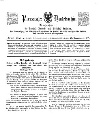 Preußisches Handels-Archiv Freitag 29. November 1867