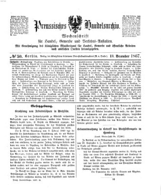 Preußisches Handels-Archiv Freitag 13. Dezember 1867