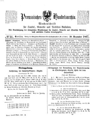 Preußisches Handels-Archiv Freitag 20. Dezember 1867