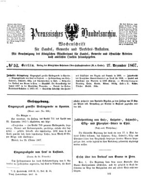 Preußisches Handels-Archiv Freitag 27. Dezember 1867