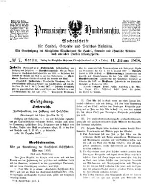 Preußisches Handels-Archiv Freitag 14. Februar 1868