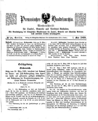 Preußisches Handels-Archiv Freitag 1. Mai 1868