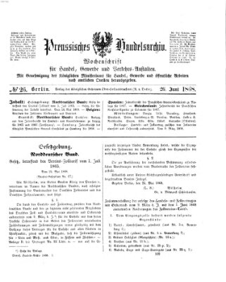 Preußisches Handels-Archiv Freitag 26. Juni 1868