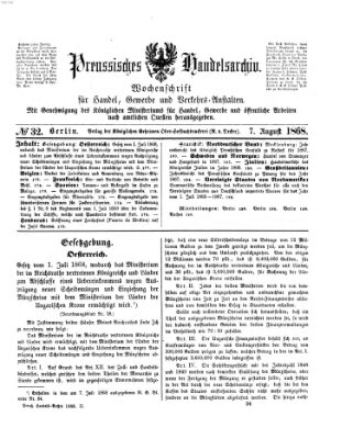 Preußisches Handels-Archiv Freitag 7. August 1868