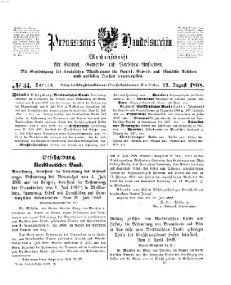 Preußisches Handels-Archiv Freitag 21. August 1868