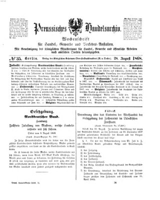 Preußisches Handels-Archiv Freitag 28. August 1868