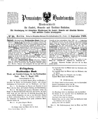 Preußisches Handels-Archiv Freitag 4. September 1868