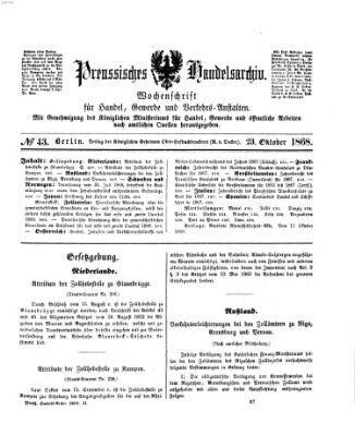 Preußisches Handels-Archiv Freitag 23. Oktober 1868