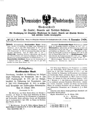 Preußisches Handels-Archiv Freitag 6. November 1868