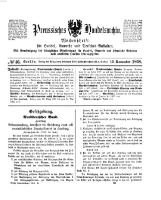 Preußisches Handels-Archiv Freitag 13. November 1868