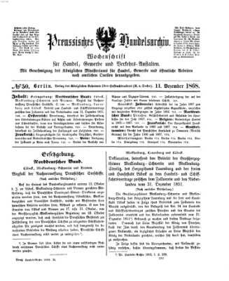 Preußisches Handels-Archiv Freitag 11. Dezember 1868