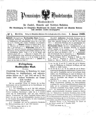 Preußisches Handels-Archiv Freitag 1. Januar 1869