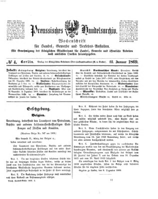 Preußisches Handels-Archiv Freitag 22. Januar 1869