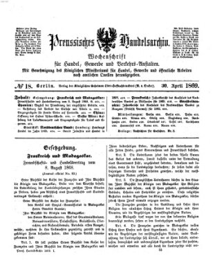 Preußisches Handels-Archiv Freitag 30. April 1869