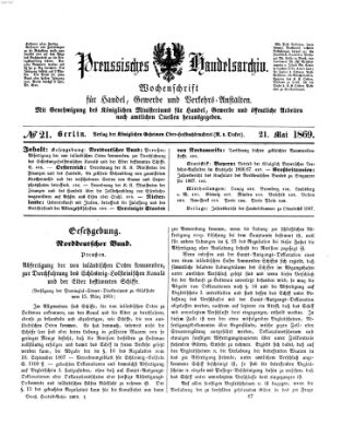 Preußisches Handels-Archiv Freitag 21. Mai 1869