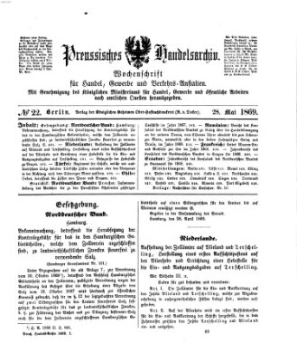 Preußisches Handels-Archiv Freitag 28. Mai 1869