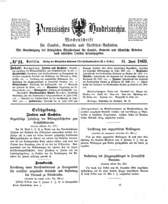 Preußisches Handels-Archiv Freitag 11. Juni 1869