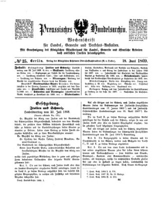 Preußisches Handels-Archiv Freitag 18. Juni 1869