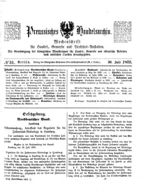 Preußisches Handels-Archiv Freitag 30. Juli 1869