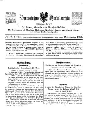 Preußisches Handels-Archiv Freitag 17. September 1869