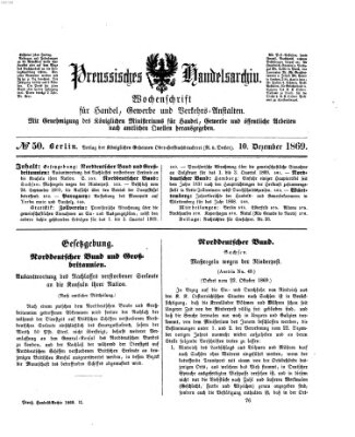 Preußisches Handels-Archiv Freitag 10. Dezember 1869