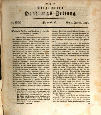 Allgemeine Handlungs-Zeitung Samstag 2. Januar 1813