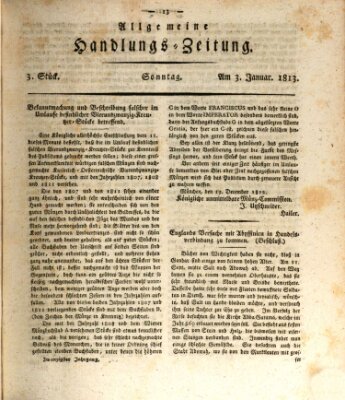 Allgemeine Handlungs-Zeitung Sonntag 3. Januar 1813