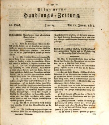 Allgemeine Handlungs-Zeitung Freitag 22. Januar 1813