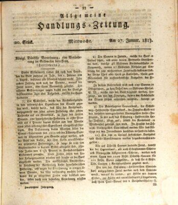 Allgemeine Handlungs-Zeitung Mittwoch 27. Januar 1813