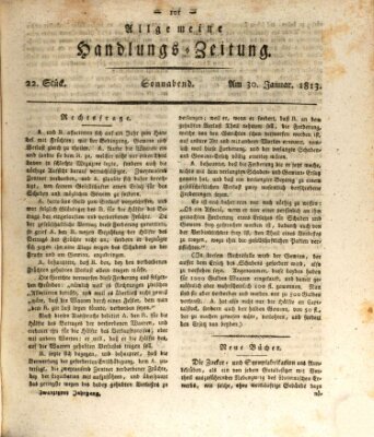 Allgemeine Handlungs-Zeitung Samstag 30. Januar 1813