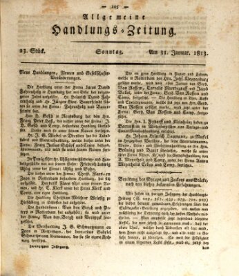 Allgemeine Handlungs-Zeitung Sonntag 31. Januar 1813