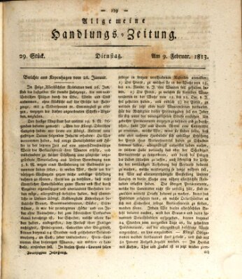 Allgemeine Handlungs-Zeitung Dienstag 9. Februar 1813