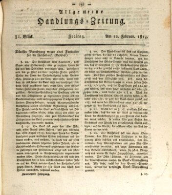 Allgemeine Handlungs-Zeitung Freitag 12. Februar 1813