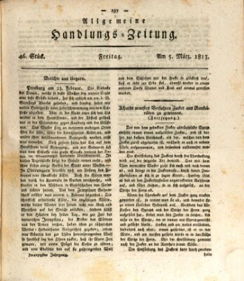 Allgemeine Handlungs-Zeitung Freitag 5. März 1813