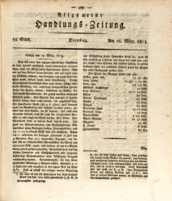 Allgemeine Handlungs-Zeitung Dienstag 16. März 1813