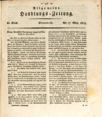 Allgemeine Handlungs-Zeitung Samstag 27. März 1813