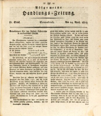 Allgemeine Handlungs-Zeitung Samstag 24. April 1813