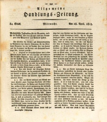 Allgemeine Handlungs-Zeitung Mittwoch 28. April 1813