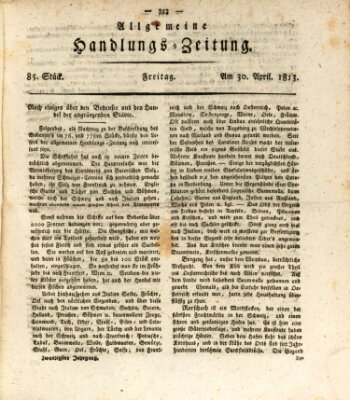 Allgemeine Handlungs-Zeitung Freitag 30. April 1813